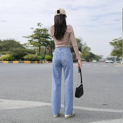 High Waist Wide Leg Jeans Women Loose Floor Length Trousers Slimming Straight Cut Denim Pants Summer New Style Casual Fashion.