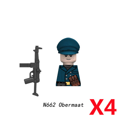 Military WWII Figure Building Blocks Accessories MP40 Rocket Launcher MG42 Officer Army Camouflage Soldier Pzf 98K Toy Gift N029