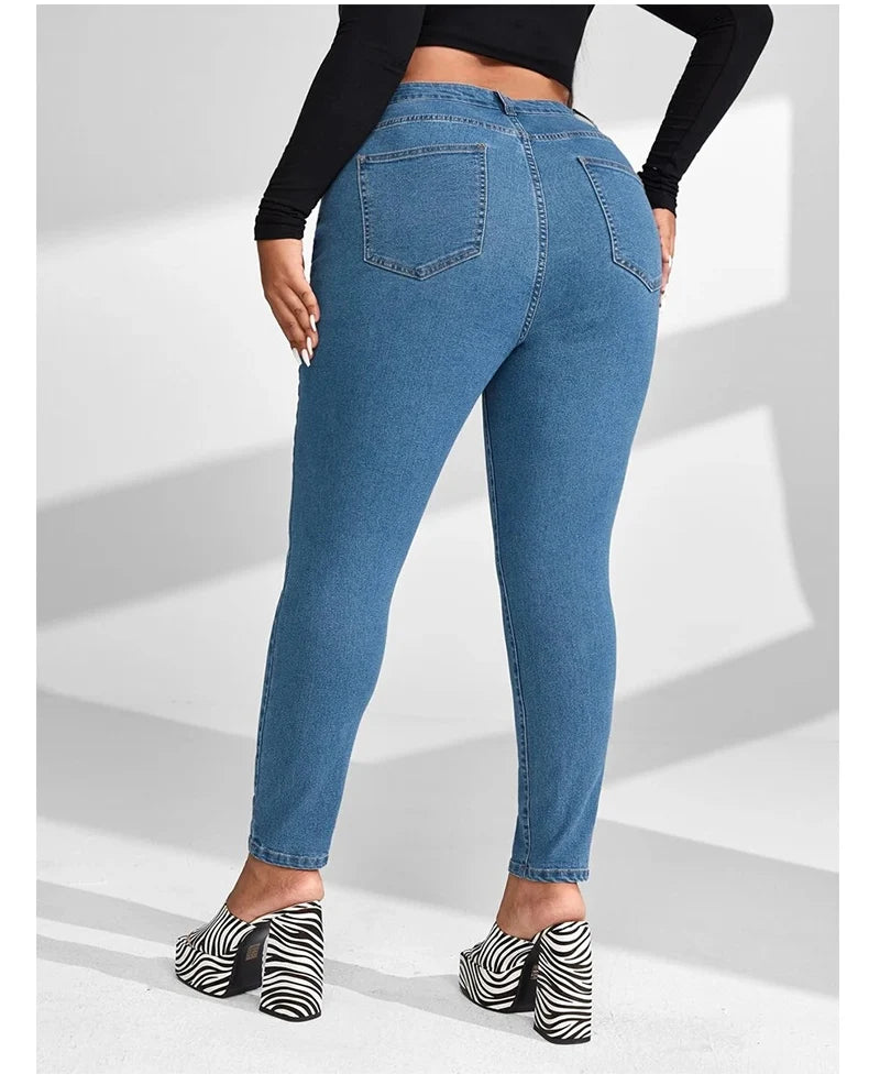 Plus Size Skinny Jeans for Women Full Length High Waist Women Jeans Stretchy Pencil Curve Women Jeans 200kgs Mom Jeans for Women.