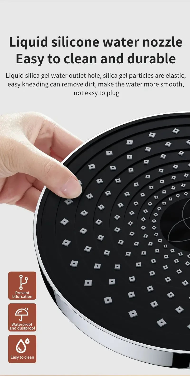 25cm Top Spray Large Water Volume Booster Shower Head Pressurized Single Head Home Bathroom Shower Head Set