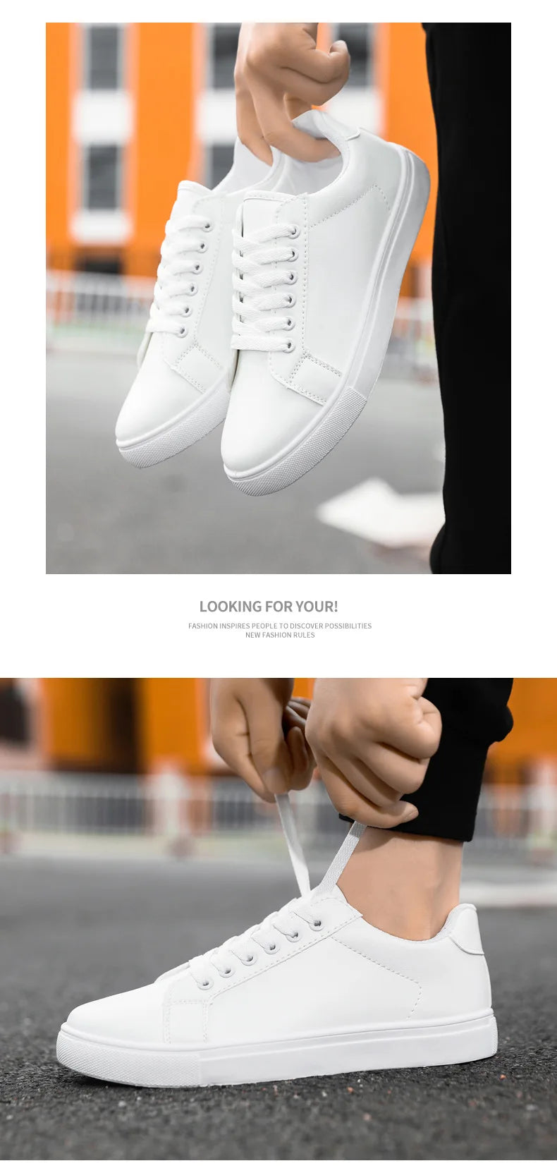 White Black Men Shoes Comfortable Casual Skateboard Shoes Men Solid Leisure Sneakers Lightweight Walking Shoes.