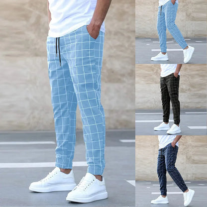 2025 neue Frühling Herbst Casual Hosen männer Plaid Kordelzug Lose Hosen Trend Streetwear Jogginghose Männlichen Business Sport Hosen.