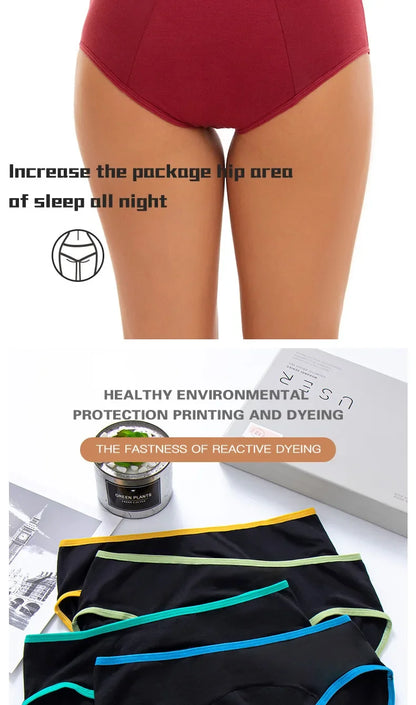 Women Menstrual Panties Leak Proof Briefs Solid Plus Size Cotton Panties Lingerie Absorbency Comfortable Physiological Underwear.