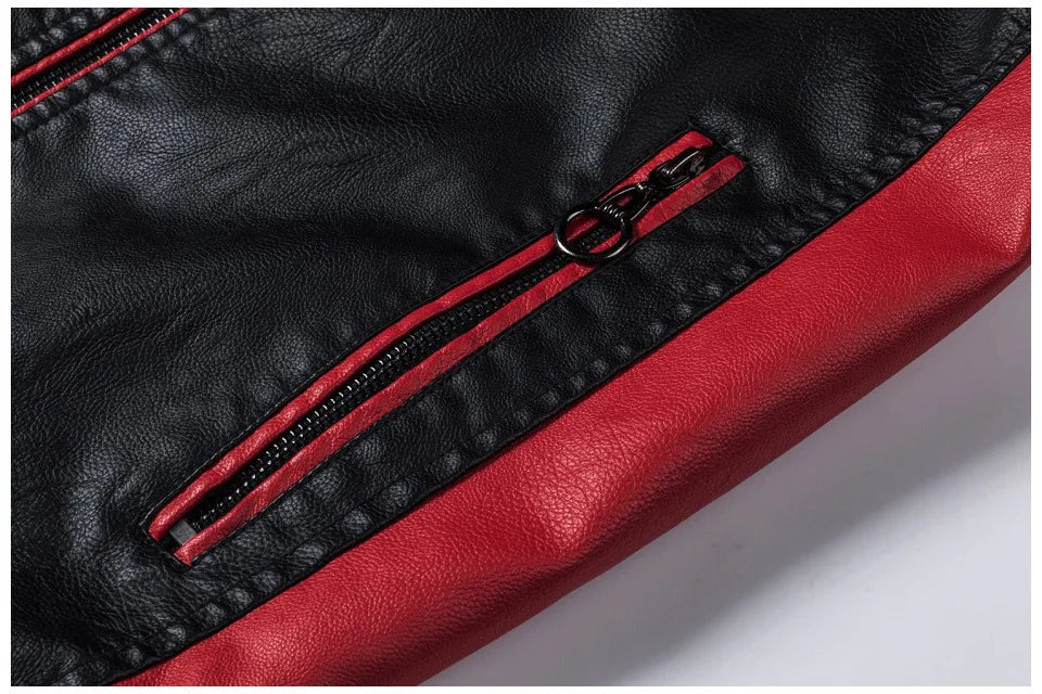 M-5XL Plus Size Men's Motorcycle Leather Jacket Winter Warm Stand Collar PU Biker Coat Casual Streetwear Fleece Lined Outerwear.