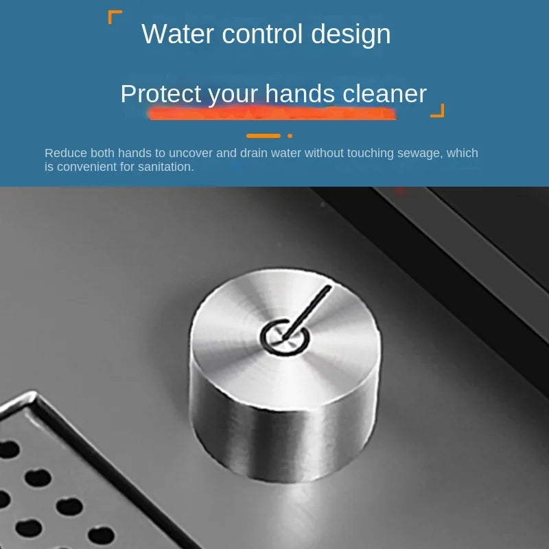 Multifunctional Nano Stainless Steel Kitchen Sink with Cover Plate, Thickened Single Basin Island Table Sink 88*51*22CM