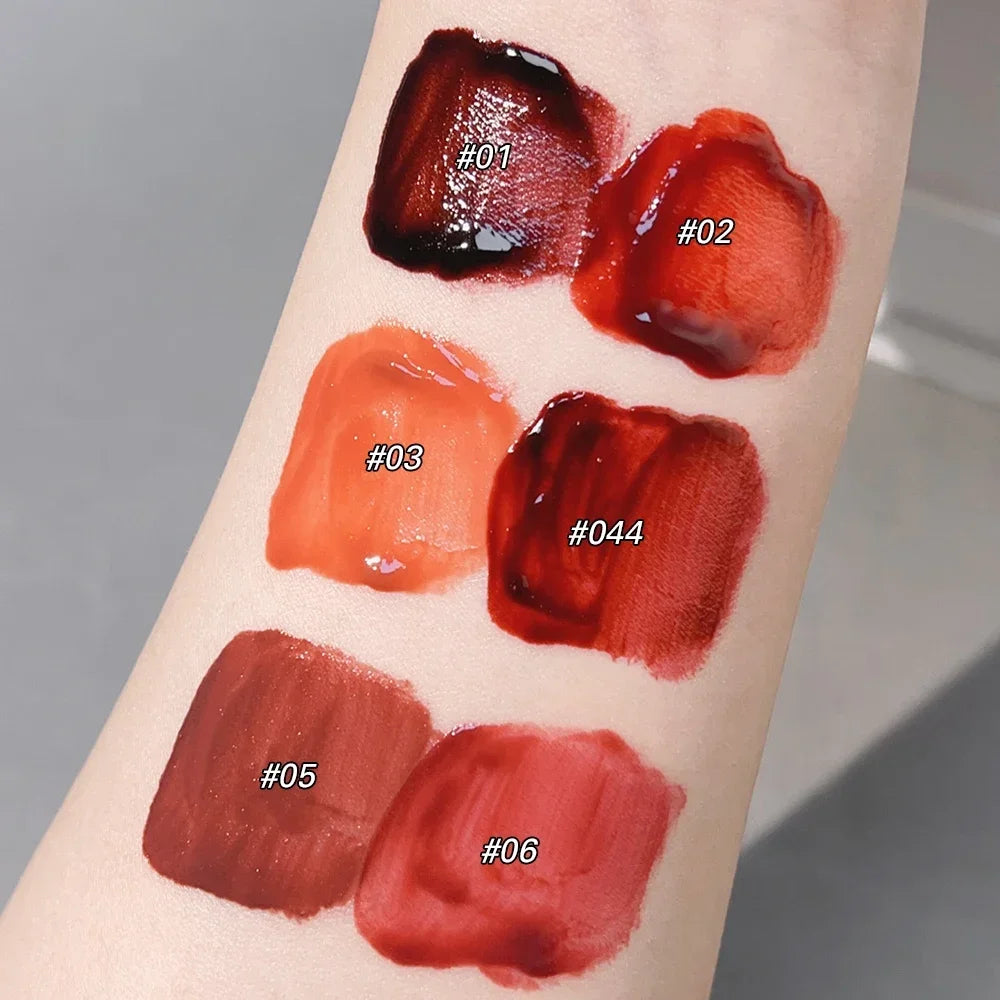 Dark Black Mirror Water Lip Gloss Moisturizing Juice Glass Tea Brown Red Lipsticks Lasting Non-stick Cup Korean Makeup Cosmetics.