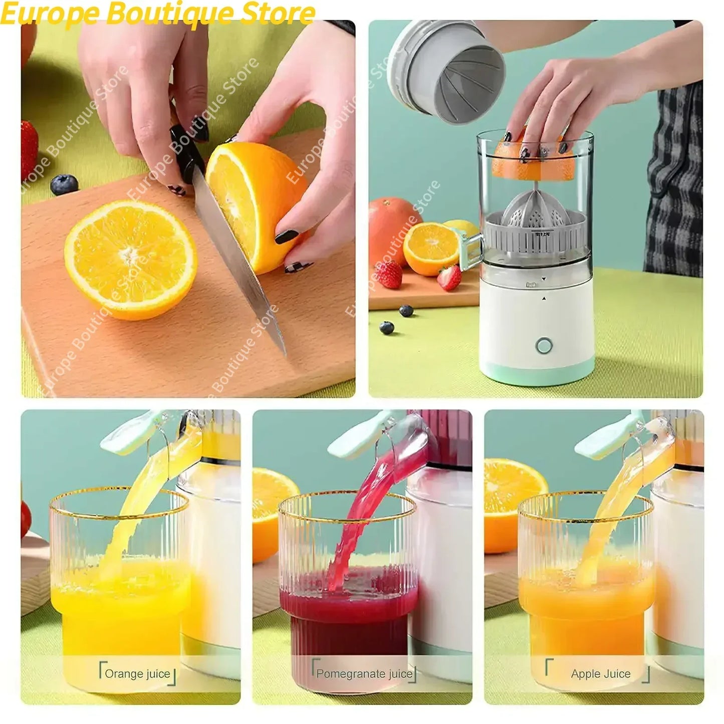 Portable USB Rechargeable Orange Juice Juicer Multifunctional Household Juice Maker Machine Cordless Mini Electric Cup Juicer.