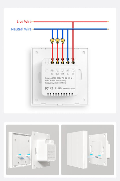 AVATTO Tuya Zigbee/WiFi Smart Lichtschalter mit Neutralleiter, Tasten-Rebound-Schalter mit Umgebungslicht-Unterstützung Alexa Google Home.