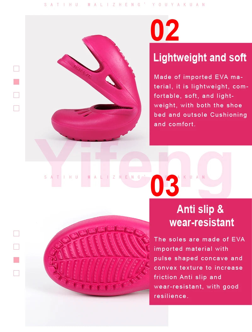 Certified Satihu Summer New Lightweight Anti Slip Hole Shoes  Clog For Women's Flat Bottom Sandals Nurse Outdoor Beach Jelly.