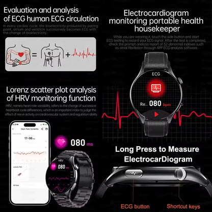 2025 New NFC  Health MonitorUric Acid Blood Pressure Blood oxygen Body Analysis Smart Watch ECG+PPG Clock Smartwatch Men lady.