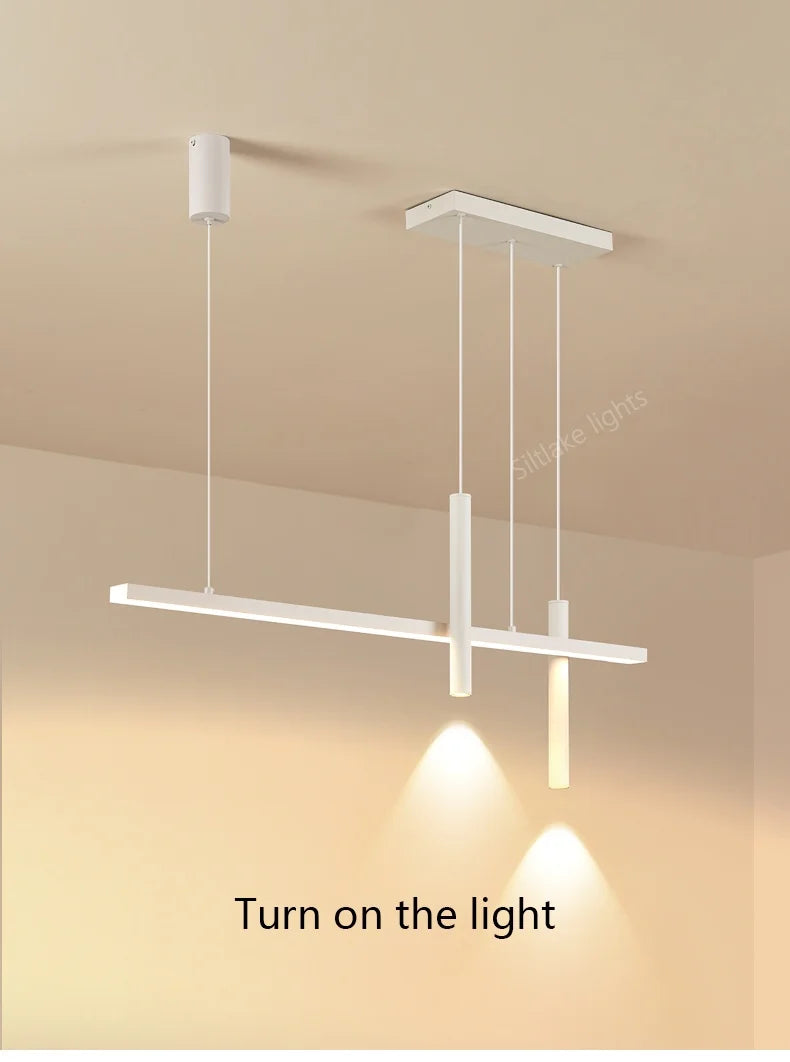Neue Restaurant Kronleuchter moderne einfache Esszimmer Tisch Bar Lichter lange Streifen Scheinwerfer kreative Designer Pendelleuchten