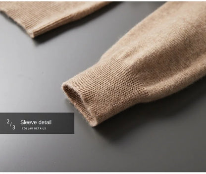 100% Cashmere Sweater Men's Ready-To-Wear Hooded Knitted Pullover Autumn Winter Long Sleeved Sweater Casual Sports Hoodie Top.