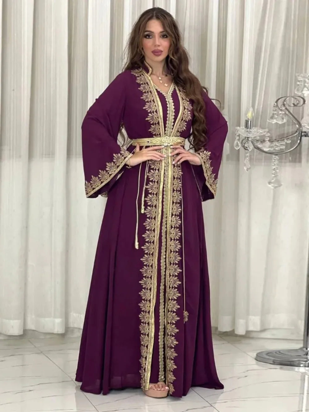 Eid Muslim Women Party Dresses Jalabiya 2 Piece Set Embroidery Arab Long Robe Ramadan Morocco Dubai Abayas Islam Vestidos Kaftan.