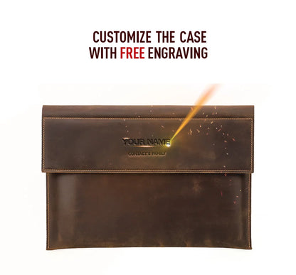 Genuine Leather Laptop Case For Macbook Air 13 M1 M2 M3 M4 Macbook Pro 14 15 16 Sleeve Cover Men Notebook Computer Carrying Bag