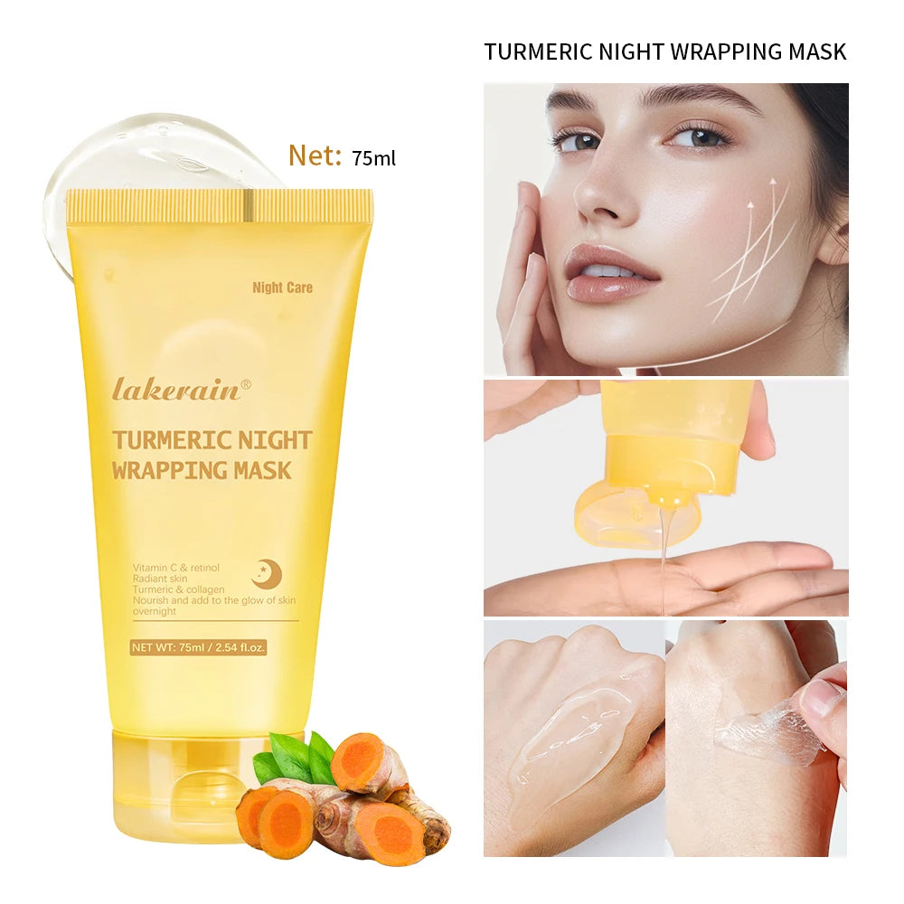 Kojic Acid Turmeric Overnight Wrapping Peel Off Mask Nourishes Hydrolyzed Collagen Glowing Skin Skin Firmnes Korean Skincare.