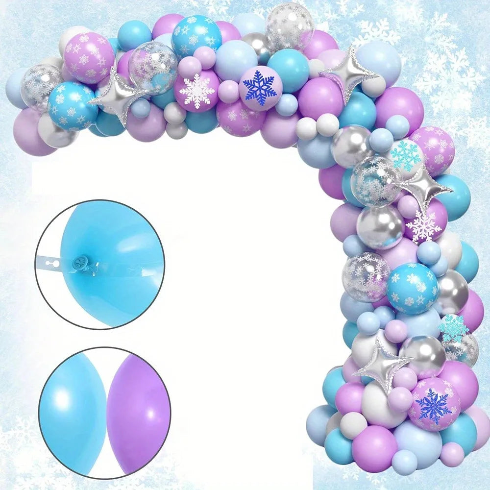 133 Stück Schneeball ballon girlande Set-blau, lila und weiß für Winter partys, Geburtstage und Innen-/Außen dekorationen.