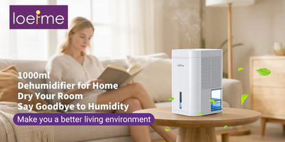 LOEFME 1000ml Portable Dehumidifier for Home Bedroom Office Kitchen Portable Dehumidifier Silent Auto Shut Off 7 Colorful LED.