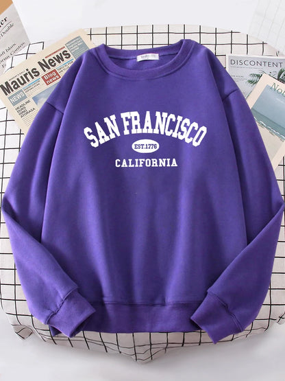 Sanfrancisco Est.1776 California Letter Street Hoodies Women Street Fit Hoodie Hipster Oversized Hoody hip hop All-match Top.