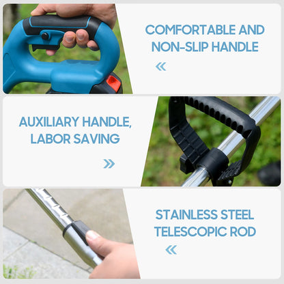 21 V Teleskop-Hand-Akku-Rasentrimmer, elektrischer Rasenmäher, 2 Stück, 1500 mAh wiederaufladbarer Akku, Schnellladegerät, Trimmer