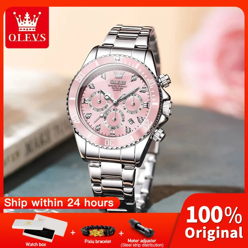OLEVS 5632 Womens Watch Elegant Luxury Quartz Watch Zircon Scale Waterproof Luminous Automatic Date Ladies Watch Gifts Original.