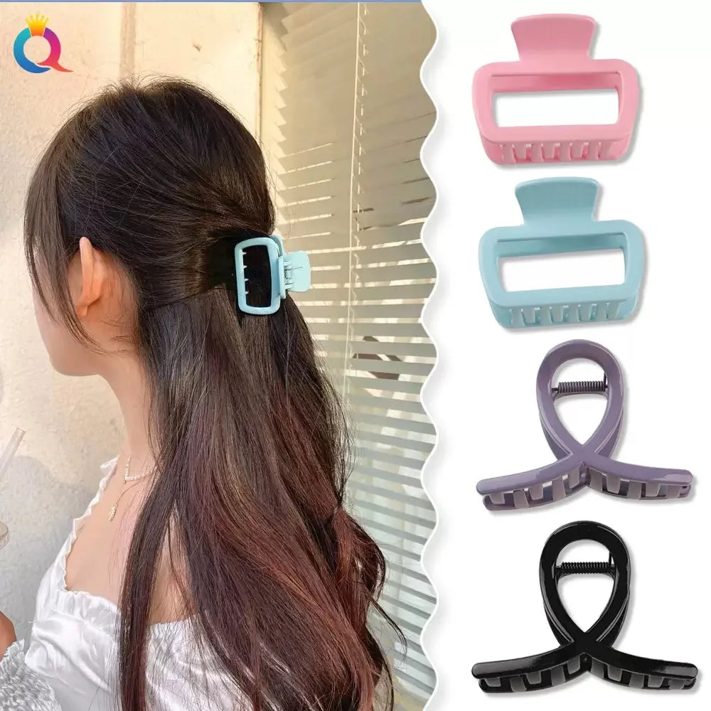 4 Pack Medium Small Hair Clips for Women, Claw Clips for Thick Thin Hair, Strong Hold Square Jaw Clips