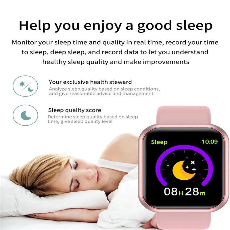 Y68 Smart Watch Men Women Heart Rate Oxygen Blood Pressure Monitoring Multi-Function Sleep Monitoring Smartwatch for Ios Android.
