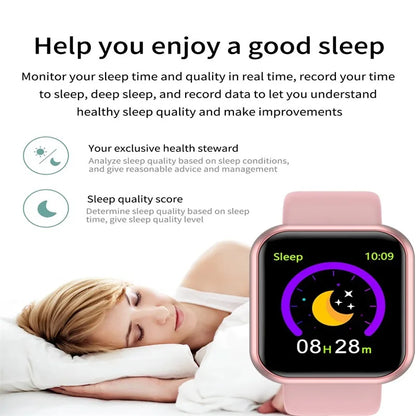 Y68 Smart Watch Men Women Heart Rate Oxygen Blood Pressure Monitoring Multi-Function Sleep Monitoring Smartwatch for Ios Android.