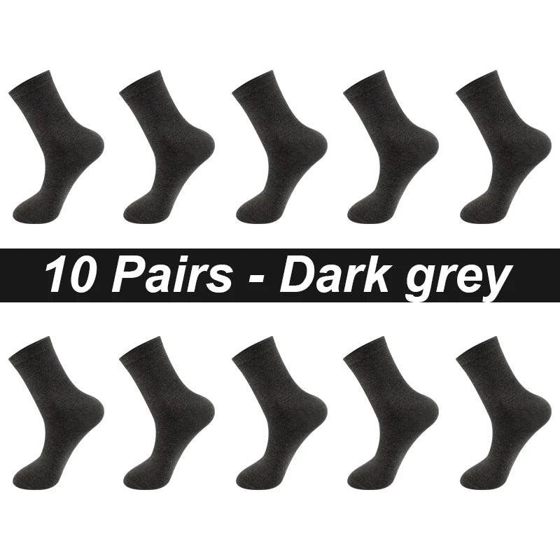10Pairs/Lot Men Combed Cotton Socks Black Casual Business Breathable High Quality Man Sock New For Male Plus Size EU38-48.