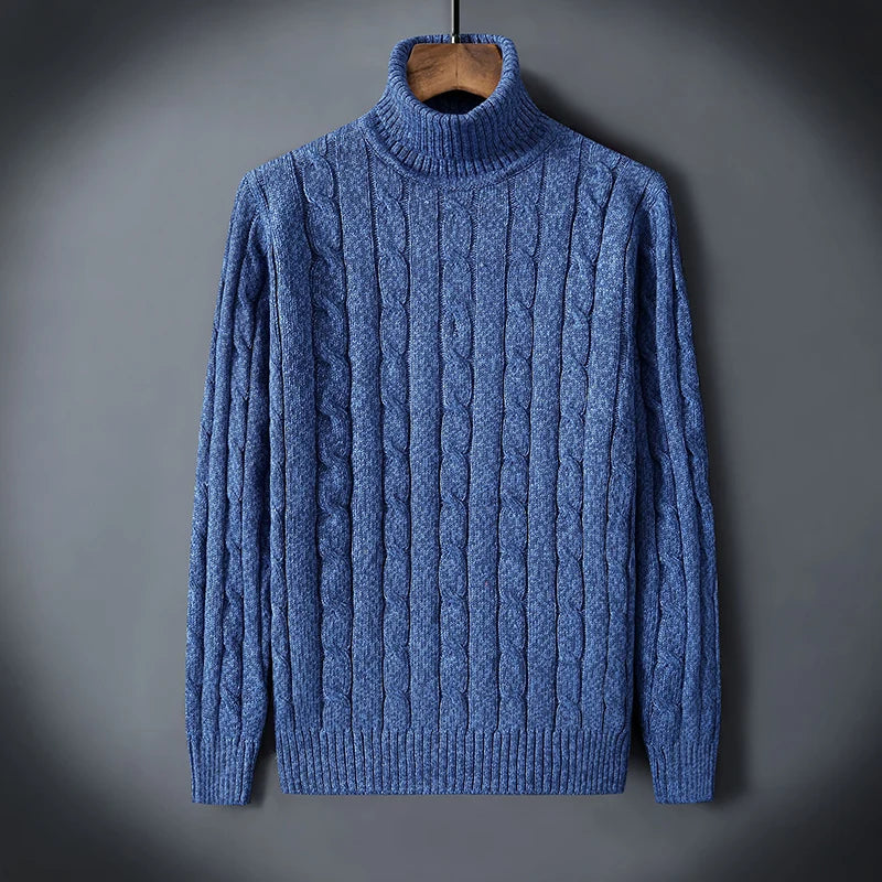 Twist Sweater Men's Turtleneck Pullovers High Neck Loose Winter Korean  Fashion Trendy Thick Warm White Sweater knitted.