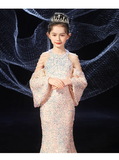 Mädchen Kind Kleid Für Hochzeit Prinzessin Kinder Geburtstag Kleid Gefrieste Lange Zeremonielle Kleider robe princesse enfant fille.