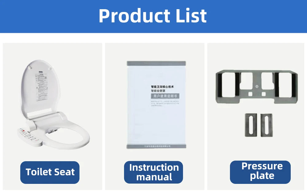 Intelligenter Bidet-Toilettensitz für Badezimmer, beheizter Sitz, langsames Schließen, warmer Trockner, hinten vorne, waschbar, warmes Wasser, Fernbedienung, Nachtlicht