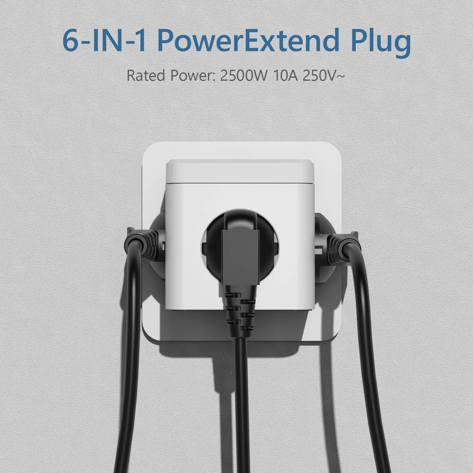Wandsteckdosen-Extender mit Schalter, 3 Steckdosen, 2 USB-A- und 1 Typ-C-Anschlüsse, tragbarer Cube-Steckdosenleisten-Adapter zum Aufladen auf Reisen.