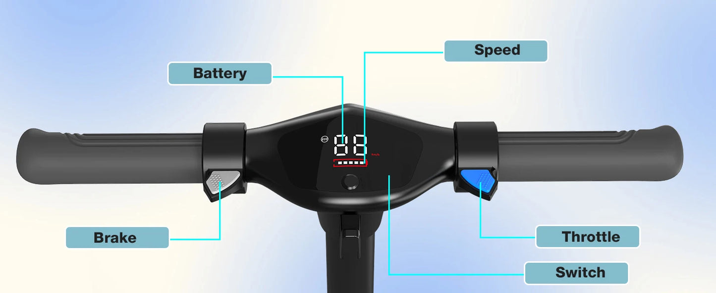 RCB R12 Electric Scooter for Kids Age 6-12, Colorful Lights, 6.5" Foldable E Scooter, LED Display, Lightweight Electric Scooter.