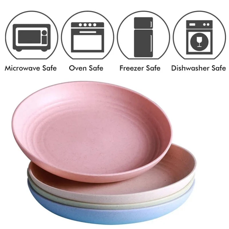 Dinner Plates Wheat Straw Eco Friendly BPA Free Biodegradable Picnic Kids Fruit Snack Plate Bone Dishes Kitchen Accessories.