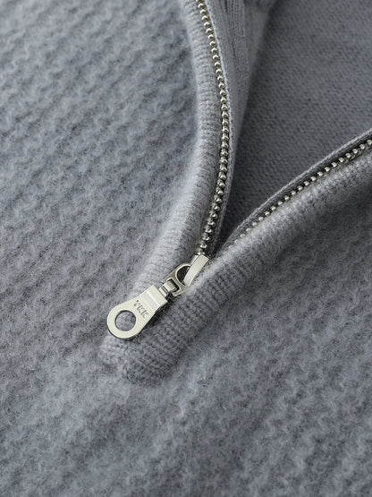 Men's 100% Merino Wool Thicken Sweater Half Zipper Mock Collar Pullover Autumn Winter Cashmere Knitwear Business Casual Clothing.