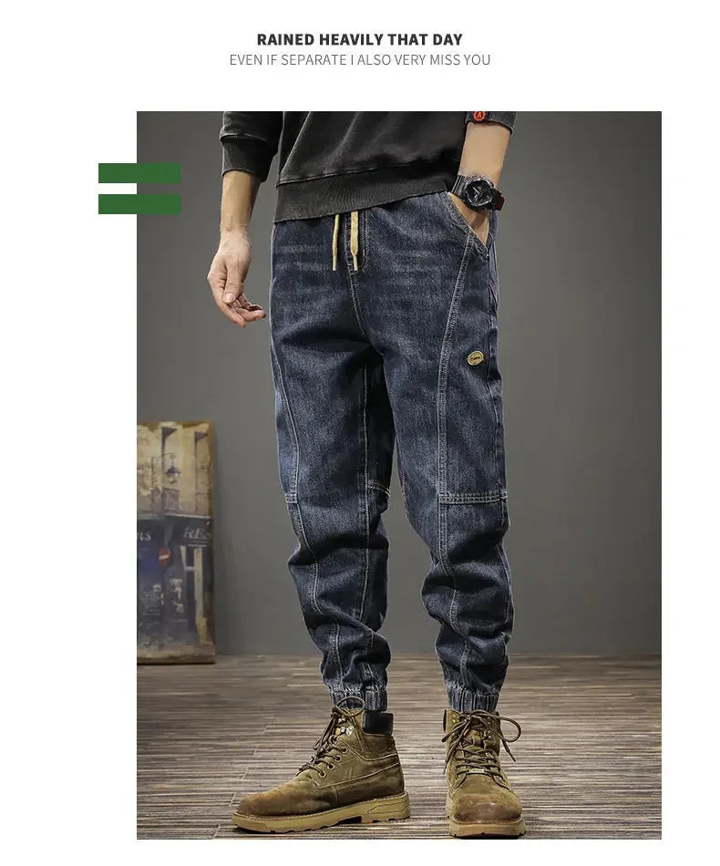 Autumn Winter Men's Trendy Loose-fit Jeans Casual Harem Trousers Long Pants Comfortable Working Clothes.