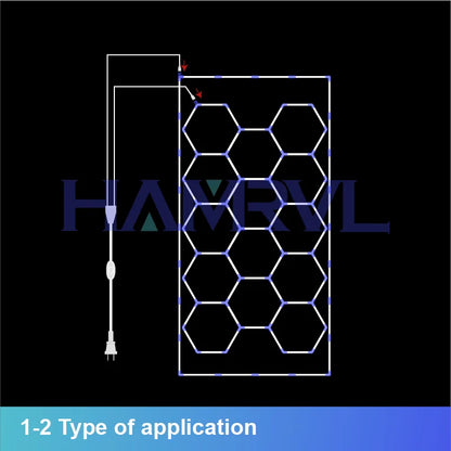 Hexagon Light Adjustable Suspension Rope and Splicing Connector All Copper 2Pin V/Y/L/T/I Cable LED Tube Lamp for Garage Ceiling.