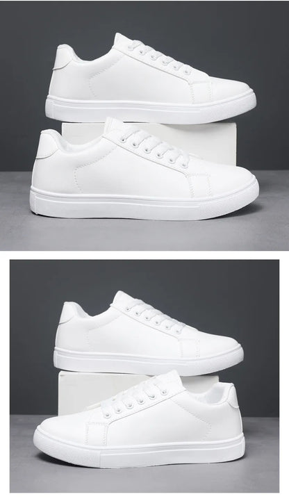 White Black Men Shoes Comfortable Casual Skateboard Shoes Men Solid Leisure Sneakers Lightweight Walking Shoes.