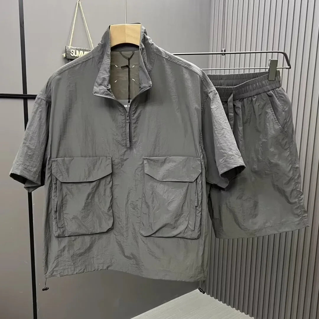 Casual Summer Sports Suit For Men Trendy Brand Short Sleeve Polo Shirt 2024 New Arrival Fashionable Mens Wear One Tower.