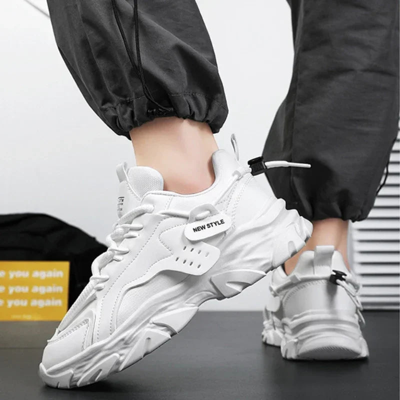 Men Sneakers Mesh Men Shoes PU Leather Platform Casual Sneakers Increased Vulcanized Shoes Light Running Shoes Tenis Masculino.