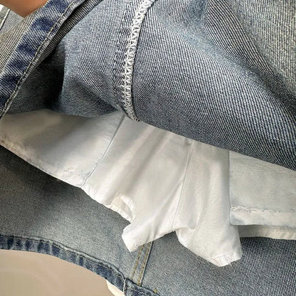 Summer New Womens Vintage Denim Skirts Korean Fashion High-Waisted Slim Mini Skirt Woman Elegant All-Match A- Line Bodycon Skirt.