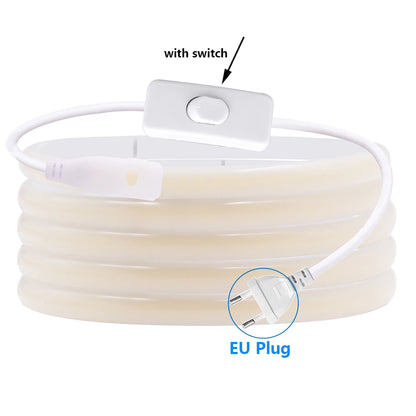 220V Dimmable COB LED Neon Strip Light Dimmer Switch Plug Kit Waterproof 288 LED Flex Tube Lamp Hight Bright Warm/Natural White