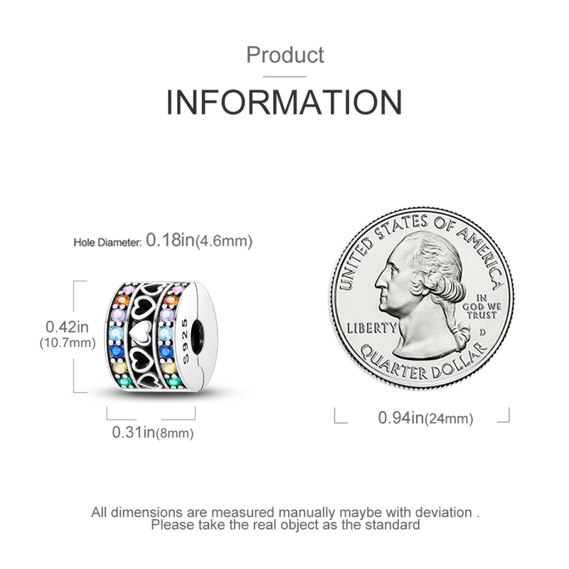 Silver Clasp 925 Sterling Silver CZ pave Clip Charms Daisy Beads Stopper Safety Chain fit Original Bangle Bracelet Jewelry Clip