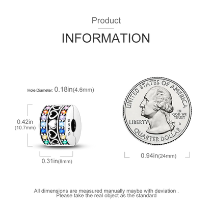 Silver Clasp 925 Sterling Silver CZ pave Clip Charms Daisy Beads Stopper Safety Chain fit Original Bangle Bracelet Jewelry Clip