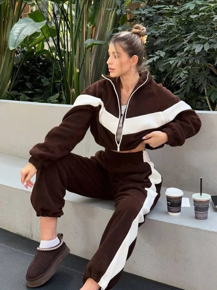 Women's Ready Zip Front Set Street Style Lightweight Hoodie & Pants Two Piece Sports Casual Fashion Loose Outdoor Outfit