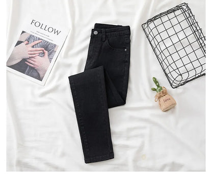High-Waisted Slimming Jeans Women's Spring Summer New Style Outerwear Tight Fitting Elastic Waistline Legging Shoes