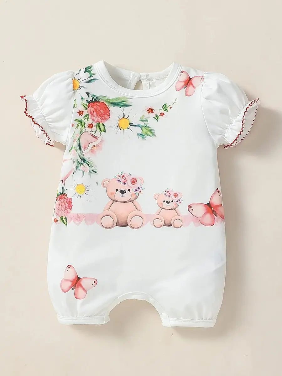 One Piece of Clothing Baby Gilrs Summer For Newborn Item Cartoon Cute Romper 0-1Y Casual Daily Wear Fashion Jumpsuit.