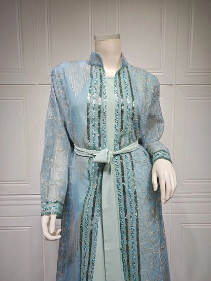 UNI Muslim Abaya Indische Anarkali Anzüge für Frau Dubai Tägliche Party Kleid Mode Langarm Gürtel Kleidung Muslimischen Robe