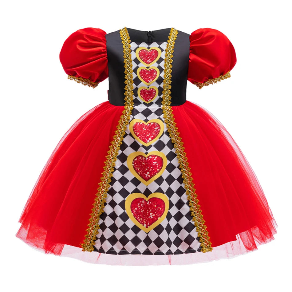 Alice Red Queen Cosplay Prinzessin Kleid Mädchen Deluxe Performance Kleidung Kind Karneval Halloween Party Charm Kostüm Geburtstagsgeschenk