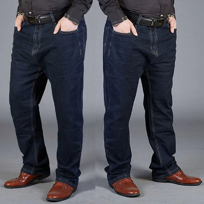 Übergroße Jeans für Herren 10XL (50 Zoll) – Stretchhose mit geradem Bein in Übergröße, Blau, große und große Streetwear, klassisches 5-Taschen-Design.